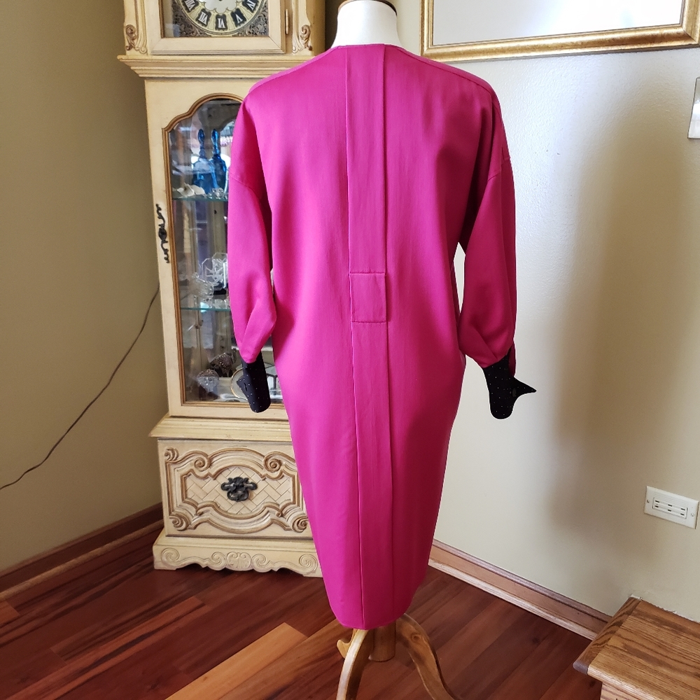 CHRISTIAN DIOR VINTAGE PINK & BLACK LONG COAT - Picture 6 of 14